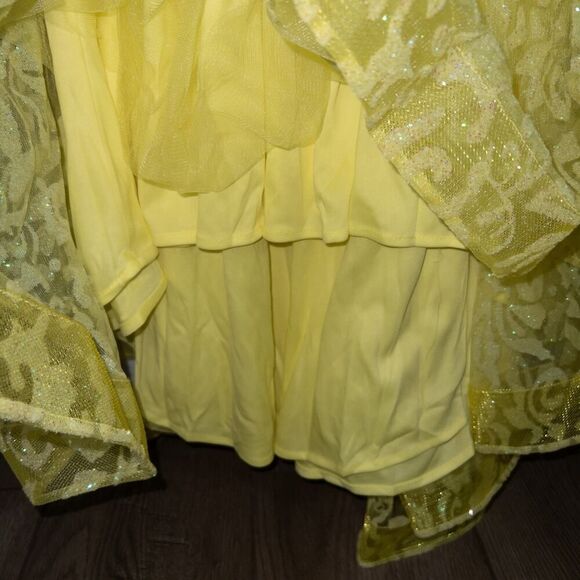 NWT‎ Abby Paris x Lucci Lu Neon Yellow Glitter Tulle Gown Size 2 - Picture 6 of 14